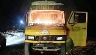 Covered van burnt in Sylhet