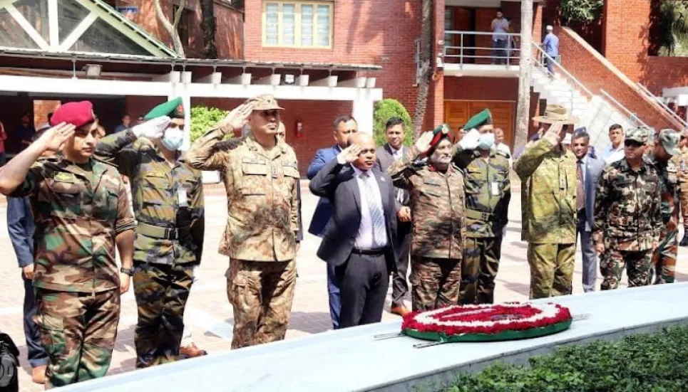 Military representatives of seven countries pay tributes to Bangabandhu