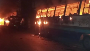 Two buses set on fire in Dhaka