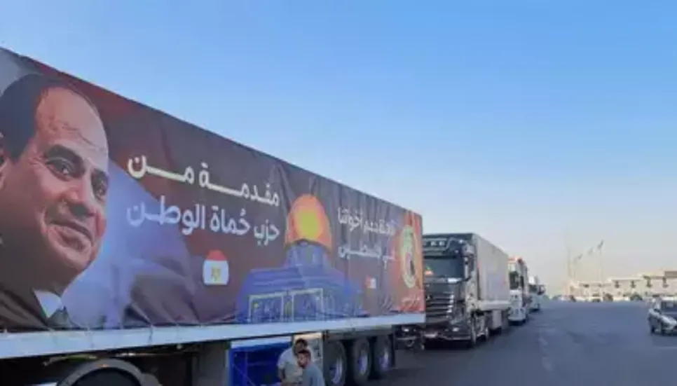 Aid delivery waits to enter Gaza from Egypt at Rafah crossing