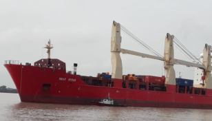 Ship carrying RNPP machinery docks at Mongla