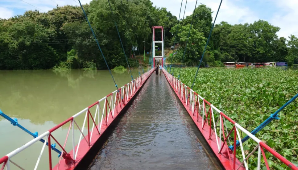 Kaptai hanging bridge goes under water