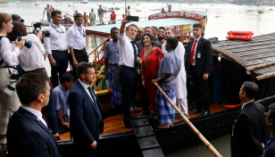 Macron takes boat trip on Turag River