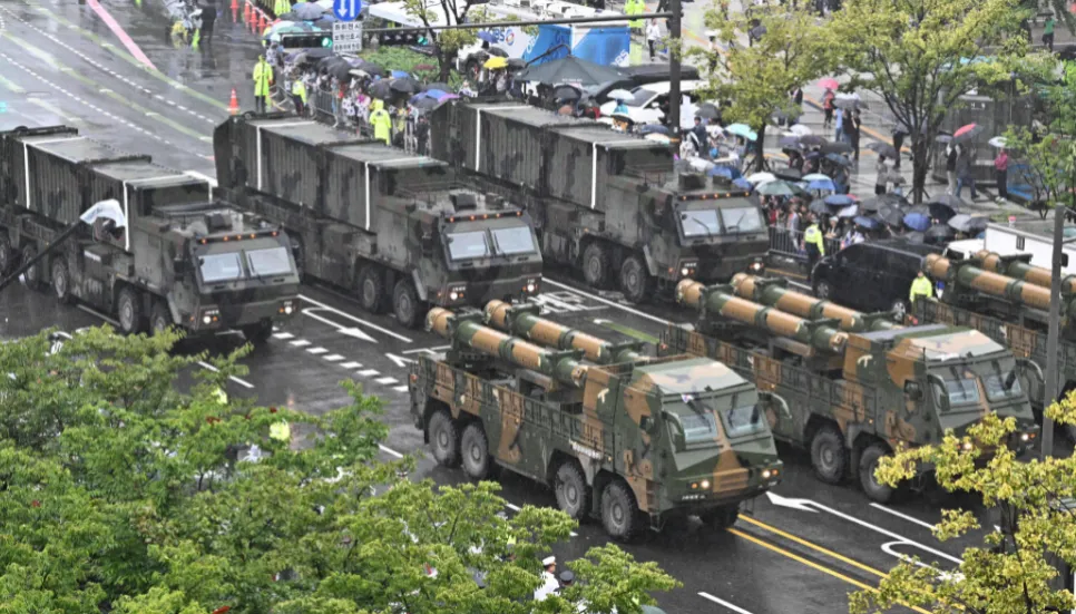 South Korea stages first military parade in a decade