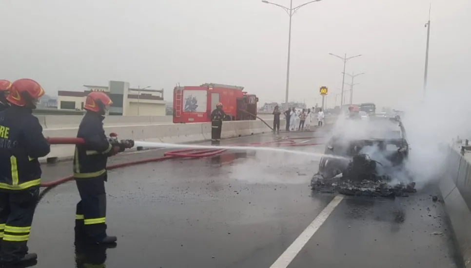 Vehicle caught fire on Dhaka expressway