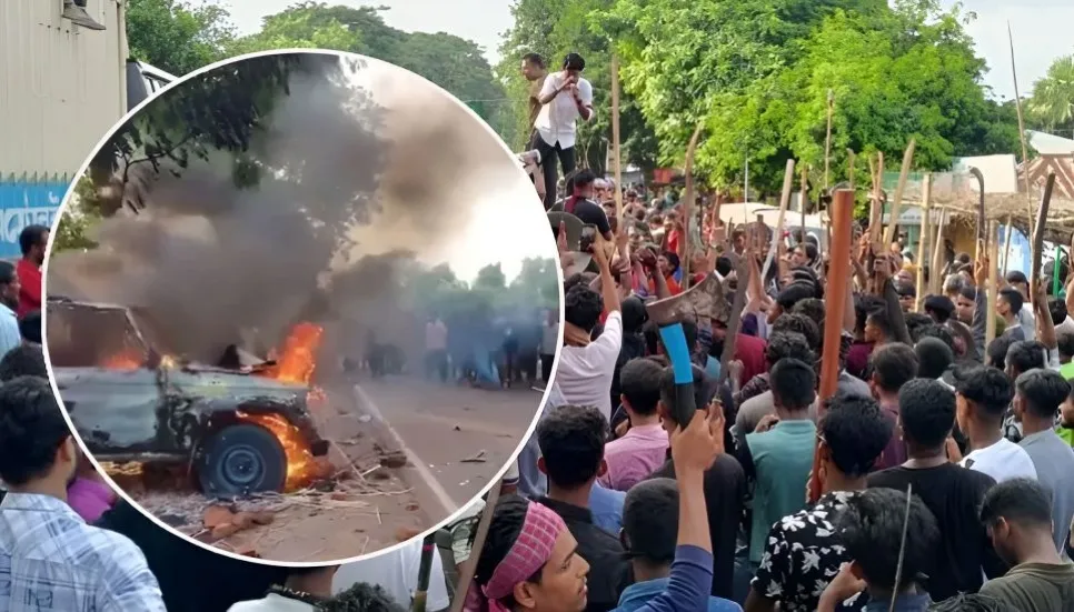 Army vehicle set on fire in Gopalganj