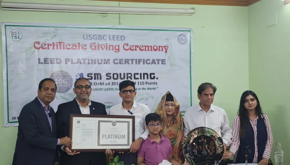 LEED Platinum Certificate handed over to SM Sourcing