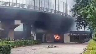 Protesters set BTV gate ablaze