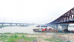 Test operation of railway bridge over Jamuna River in November