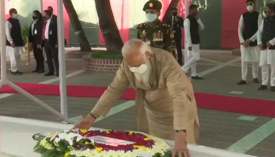 Modi pays tribute to Bangabandhu at Tungipara